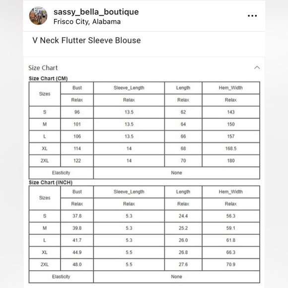 Floral V-Neck Flutter Sleeve Blouse Blue NWT XXL - Picture 5 of 5